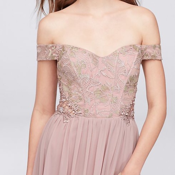 Blush Pink Off The Shoulder Prom Dress/Gown - Picture 2 of 9